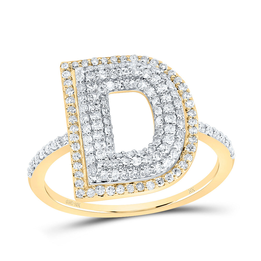 10kt Yellow Gold Diamond Fashion Initial Ladies Wedding Engagement Anniversary Ring