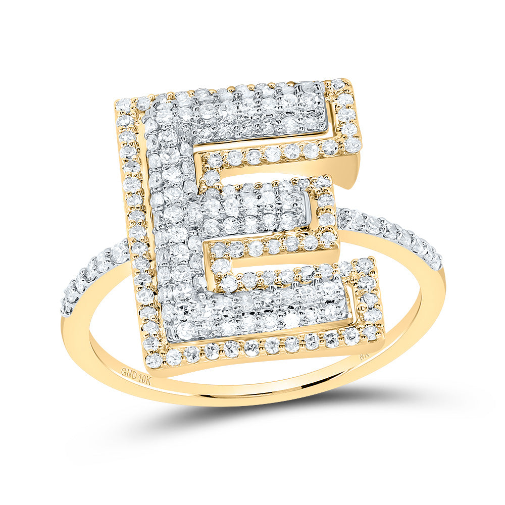 10kt Yellow Gold Diamond Fashion Initial Ladies Wedding Engagement Anniversary Ring
