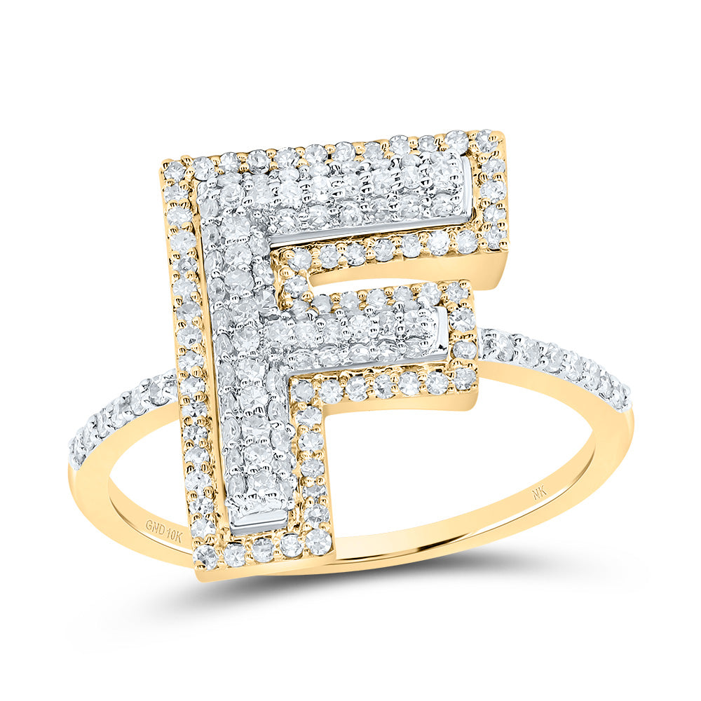 10kt Yellow Gold Diamond Fashion Initial Ladies Wedding Engagement Anniversary Ring