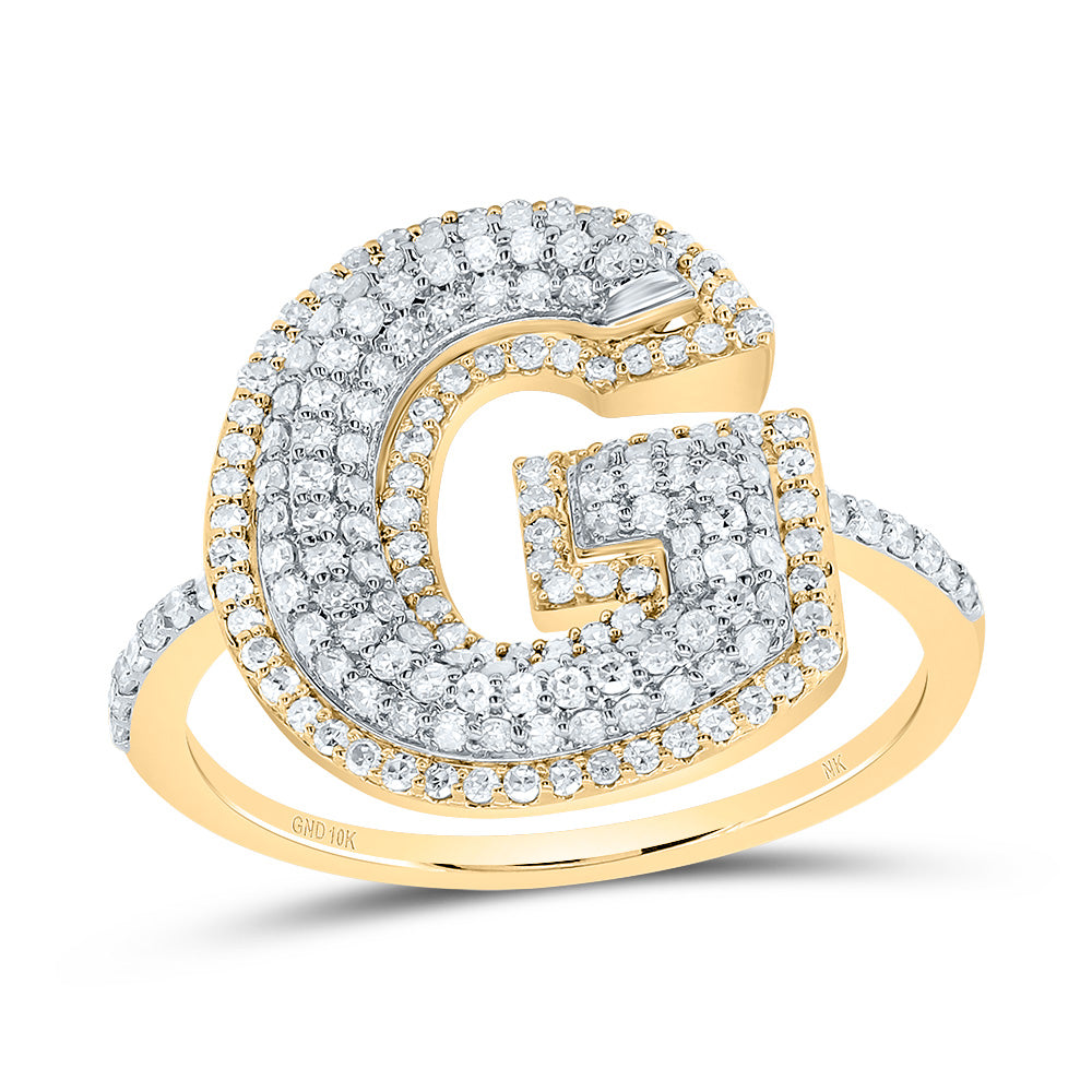10kt Yellow Gold Diamond Fashion Initial Ladies Wedding Engagement Anniversary Ring