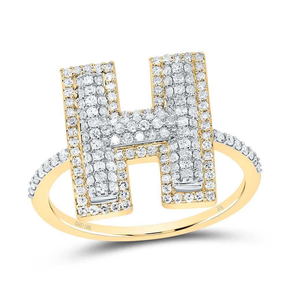 10kt Yellow Gold Diamond Fashion Initial Ladies Wedding Engagement Anniversary Ring
