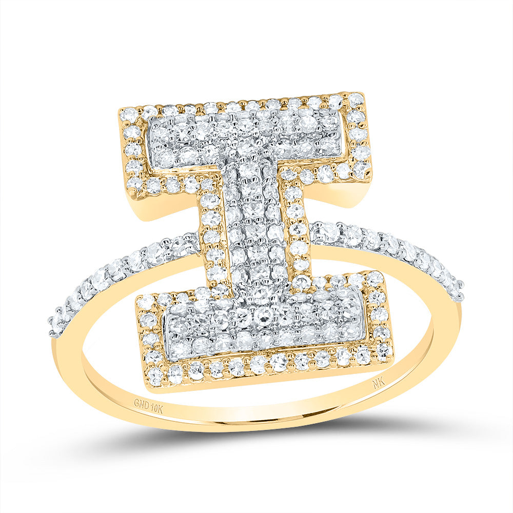 10kt Yellow Gold Diamond Fashion Initial Ladies Wedding Engagement Anniversary Ring