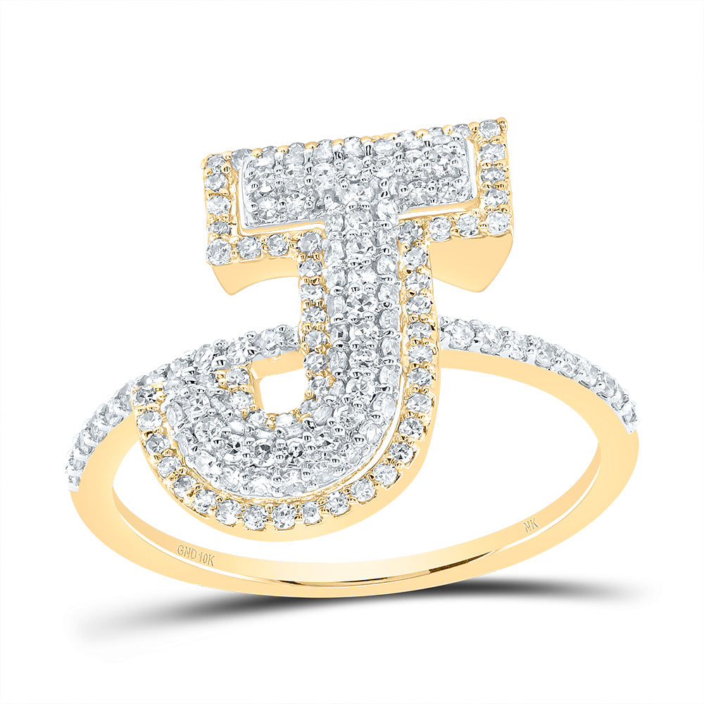 10kt Yellow Gold Diamond Fashion Initial Ladies Wedding Engagement Anniversary Ring