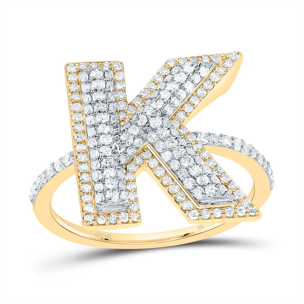 10kt Yellow Gold Diamond Fashion Initial Ladies Wedding Engagement Anniversary Ring