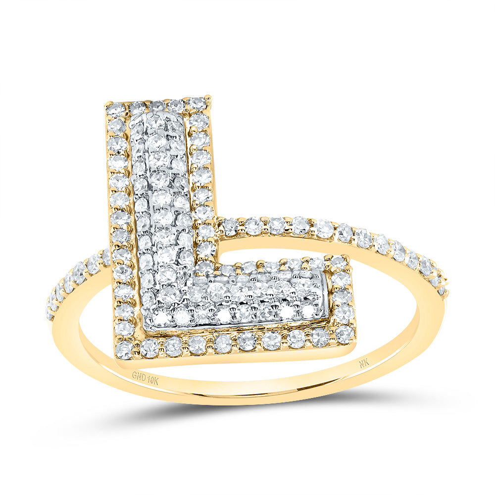 10kt Yellow Gold Diamond Fashion Initial Ladies Wedding Engagement Anniversary Ring