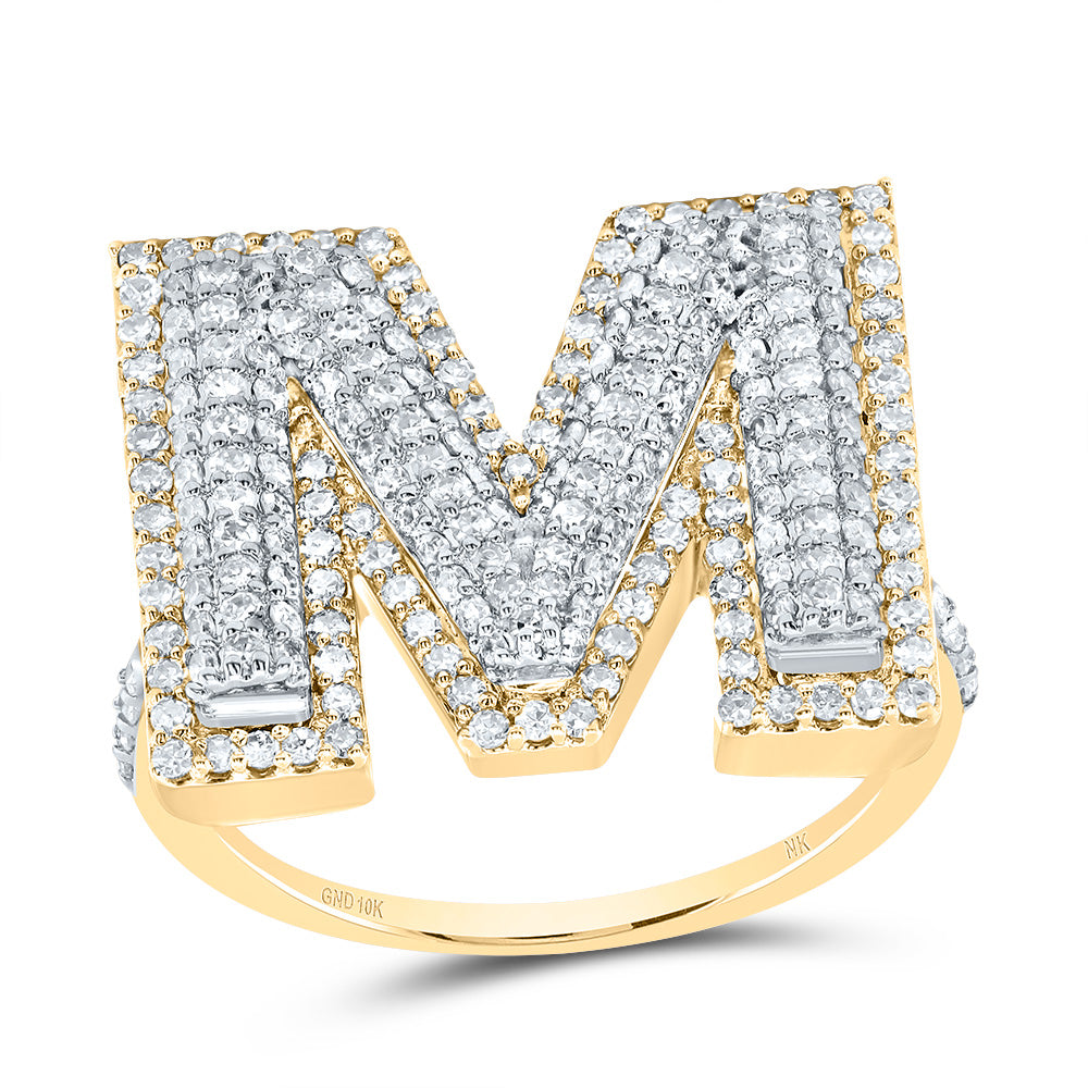 10kt Yellow Gold Diamond Fashion Initial Ladies Wedding Engagement Anniversary Ring