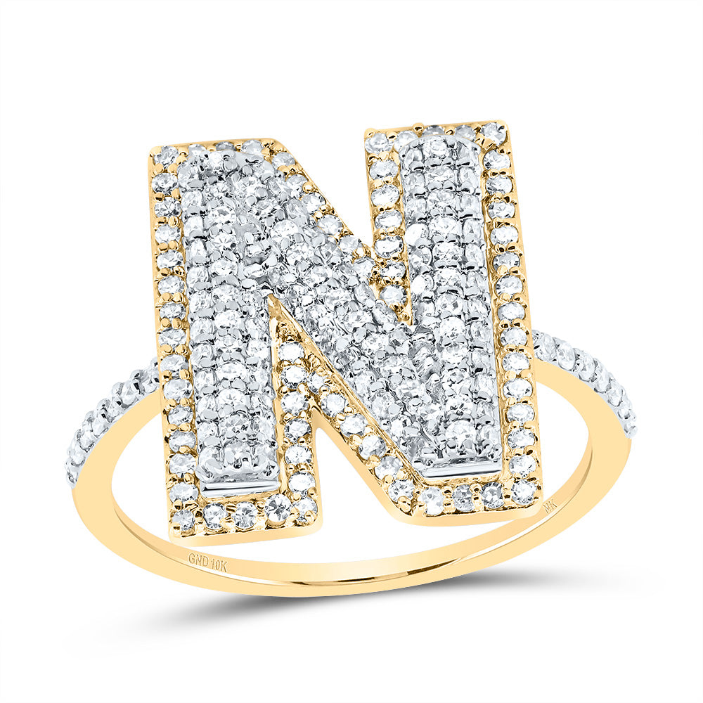 10kt Yellow Gold Diamond Fashion Initial Ladies Wedding Engagement Anniversary Ring