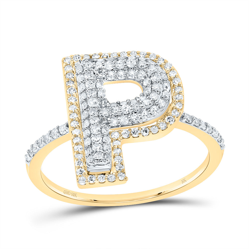 10kt Yellow Gold Diamond Fashion Initial Ladies Wedding Engagement Anniversary Ring