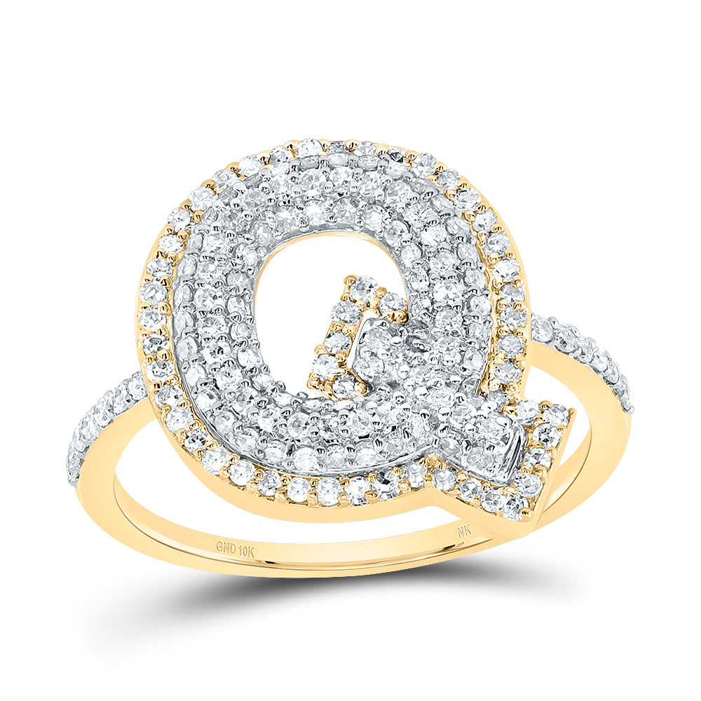 10kt Yellow Gold Diamond Fashion Initial Ladies Wedding Engagement Anniversary Ring