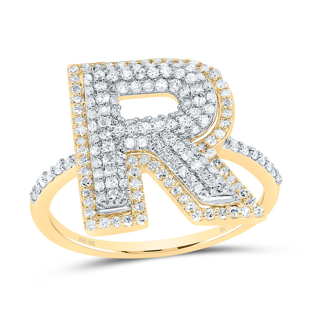 10kt Yellow Gold Diamond Fashion Initial Ladies Wedding Engagement Anniversary Ring