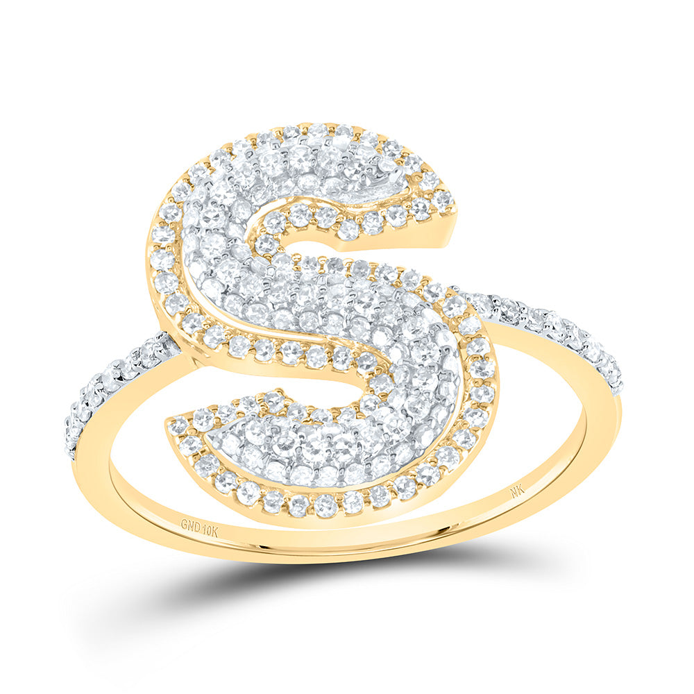 10kt Yellow Gold Diamond Fashion Initial Ladies Wedding Engagement Anniversary Ring