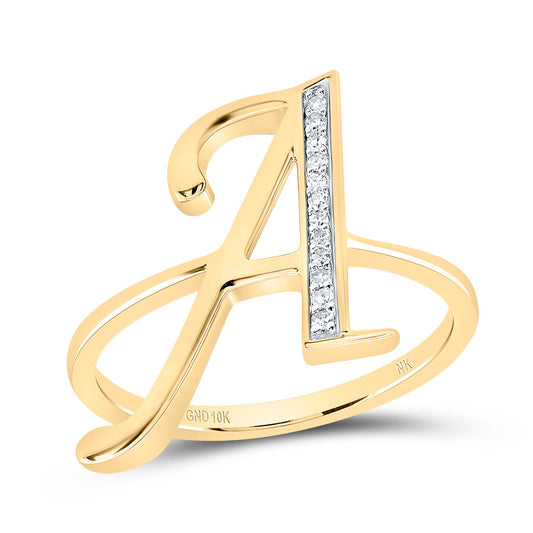 10kt Yellow Gold Diamond Initial Ladies Wedding Engagement Anniversary Ring