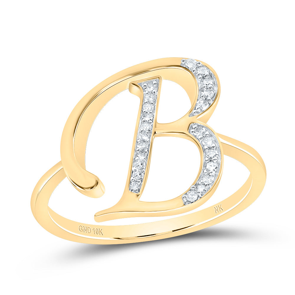 10kt Yellow Gold Diamond Initial Ladies Wedding Engagement Anniversary Ring