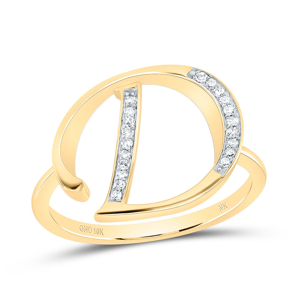 10kt Yellow Gold Diamond Initial Ladies Wedding Engagement Anniversary Ring