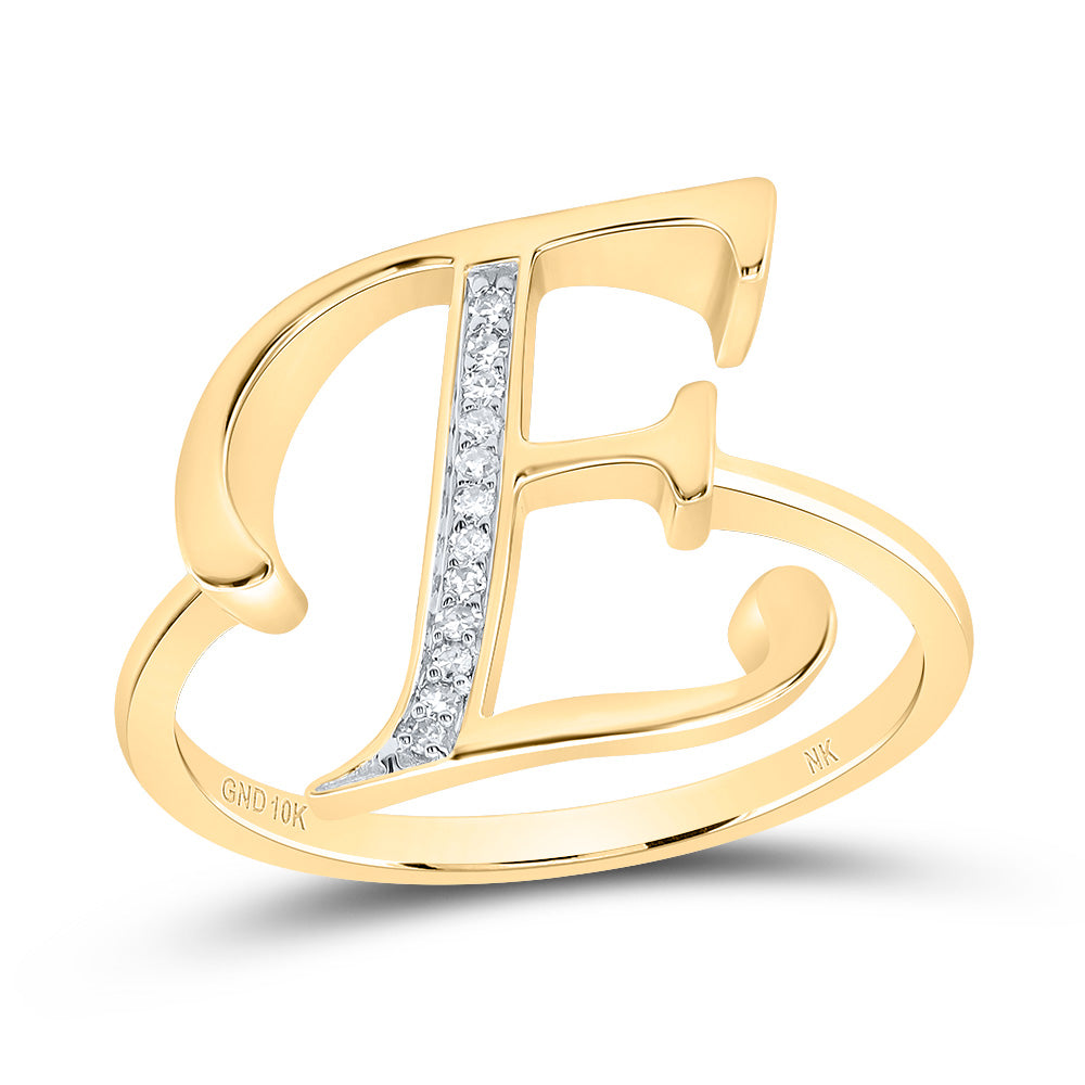 10kt Yellow Gold Diamond Initial Ladies Wedding Engagement Anniversary Ring