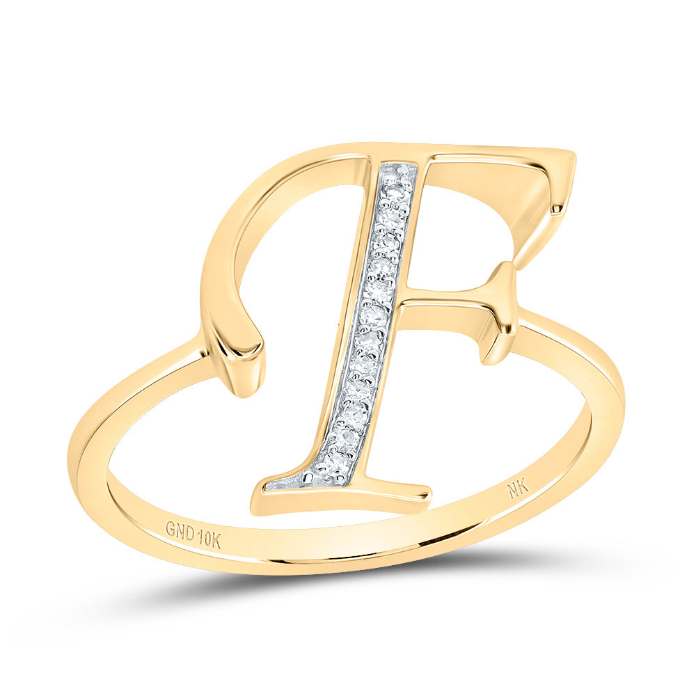 10kt Yellow Gold Diamond Initial Ladies Wedding Engagement Anniversary Ring