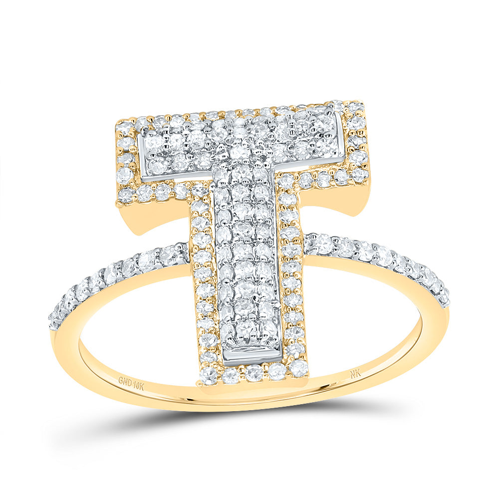 10kt Yellow Gold Diamond Fashion Initial Ladies Wedding Engagement Anniversary Ring