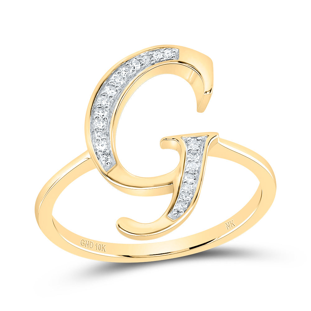 10kt Yellow Gold Diamond Initial Ladies Wedding Engagement Anniversary Ring
