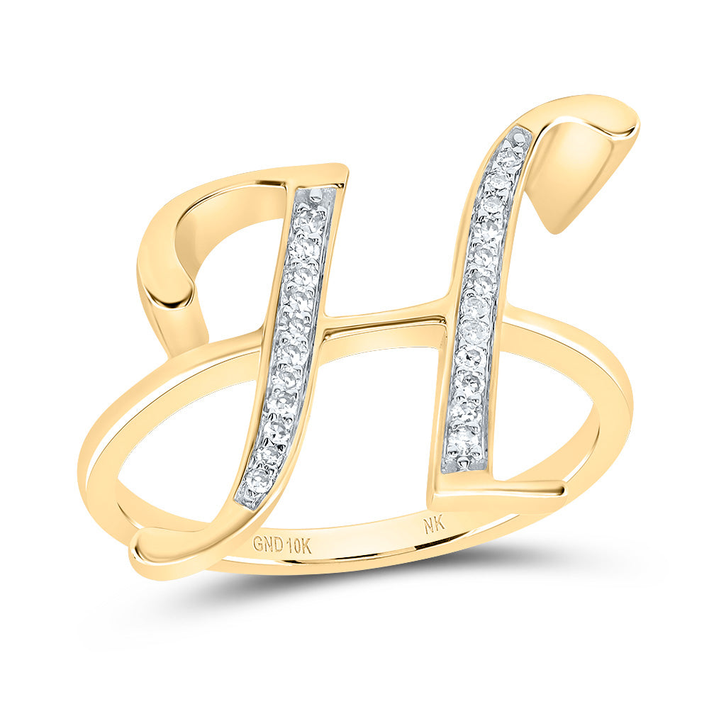 10kt Yellow Gold Diamond Initial Ladies Wedding Engagement Anniversary Ring
