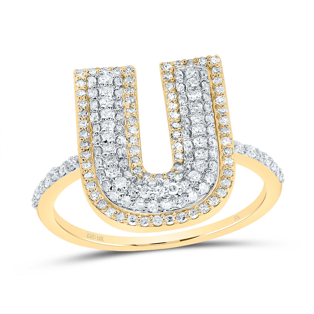 10kt Yellow Gold Diamond Fashion Initial Ladies Wedding Engagement Anniversary Ring