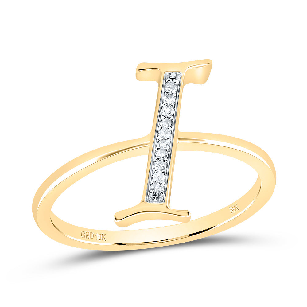 10kt Yellow Gold Diamond Initial Ladies Wedding Engagement Anniversary Ring