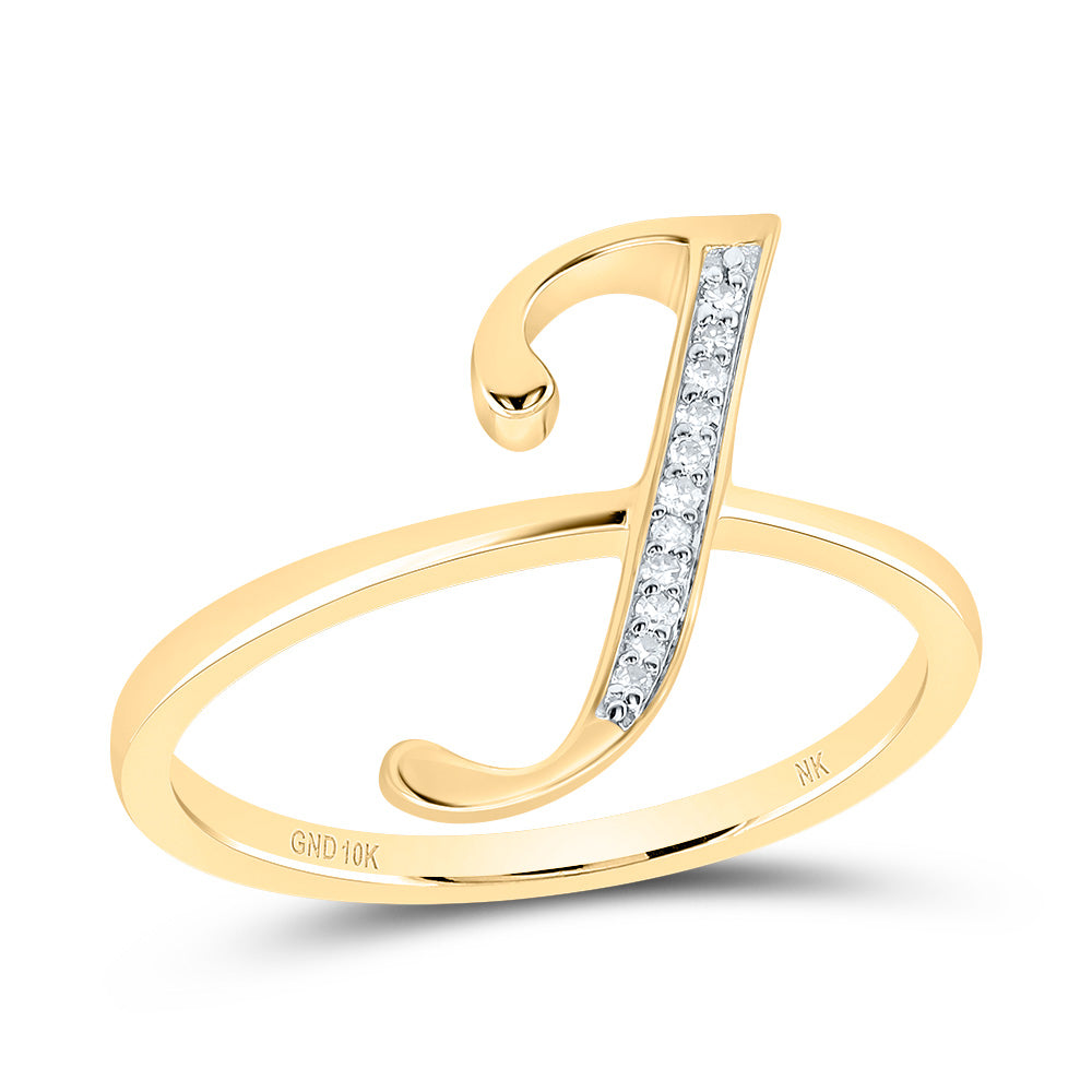10kt Yellow Gold Diamond Initial Ladies Wedding Engagement Anniversary Ring