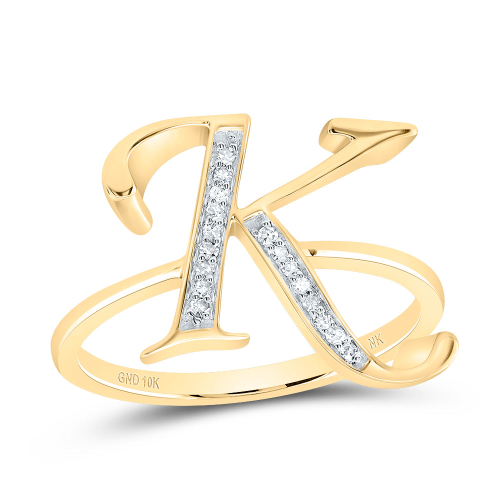 10kt Yellow Gold Diamond Initial Ladies Wedding Engagement Anniversary Ring