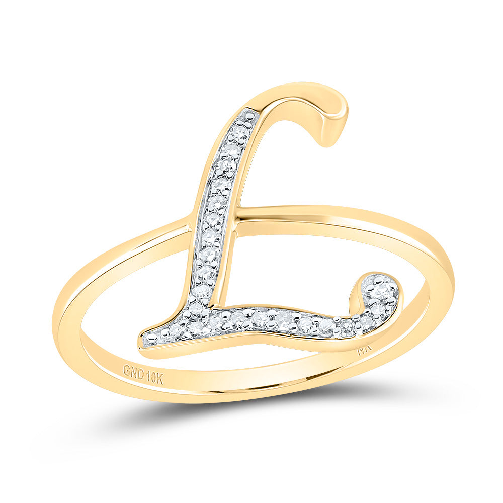 10kt Yellow Gold Diamond Initial Ladies Wedding Engagement Anniversary Ring