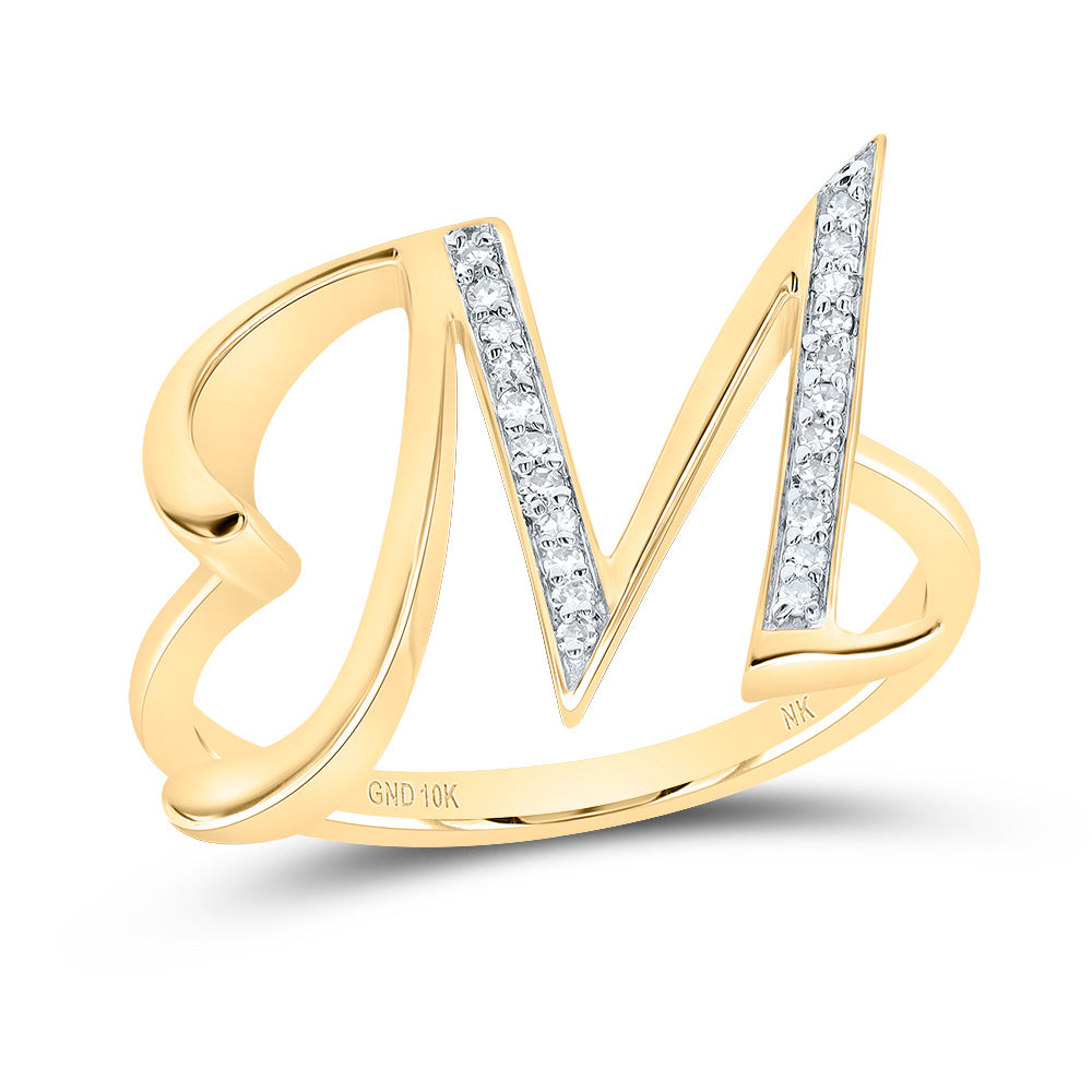 10kt Yellow Gold Diamond Initial Ladies Wedding Engagement Anniversary Ring