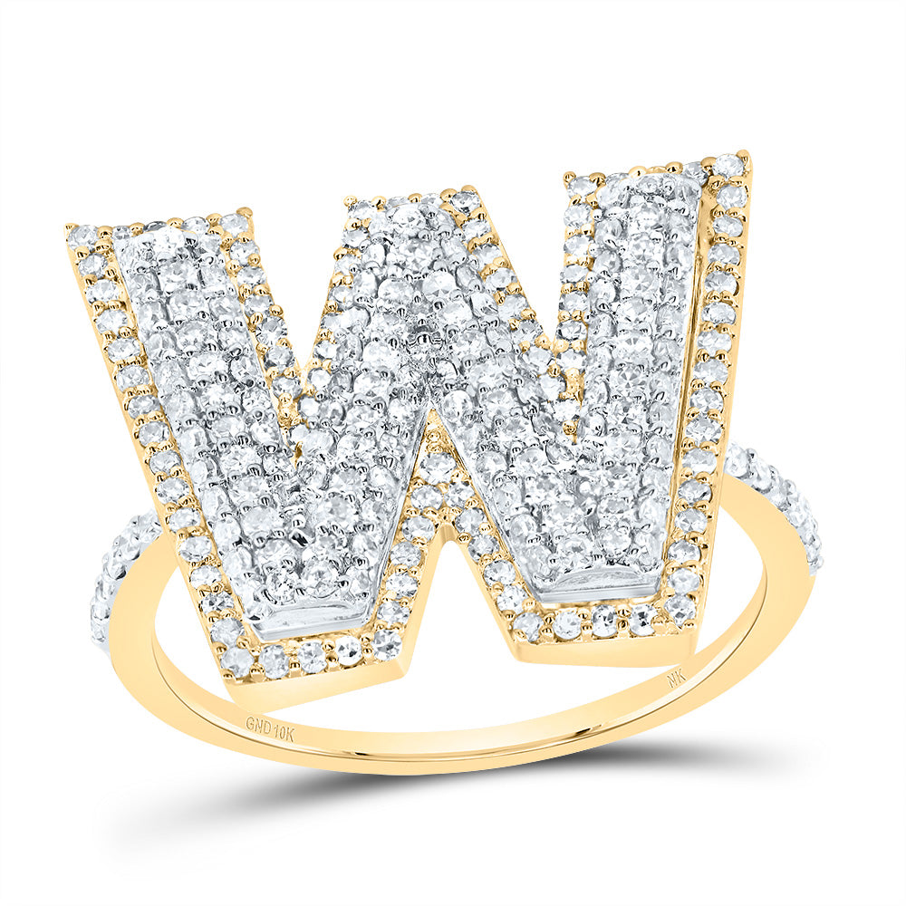 10kt Yellow Gold Diamond Fashion Initial Ladies Wedding Engagement Anniversary Ring