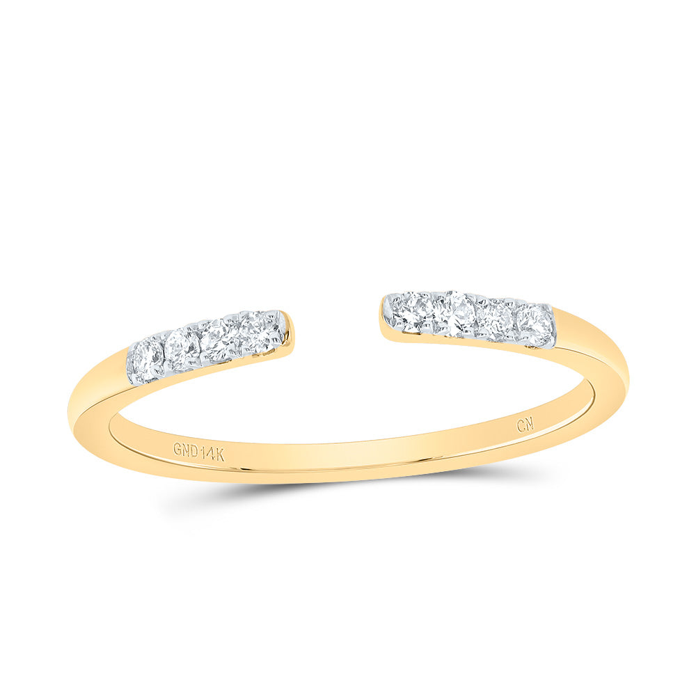 14kt Yellow Gold 1/10 Cttw Diamond Fashion Bridal Wedding Engagement Anniversary Womens Band, Women Size: 5-9