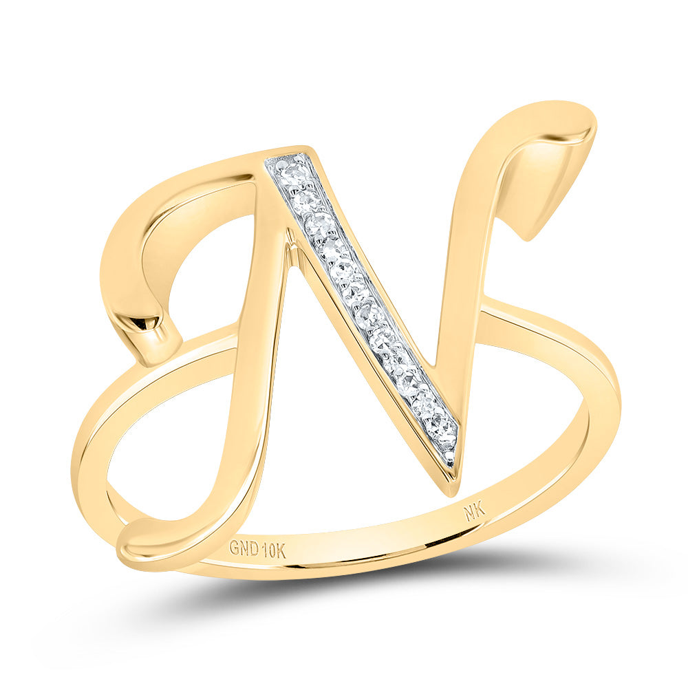 10kt Yellow Gold Diamond Initial Ladies Wedding Engagement Anniversary Ring
