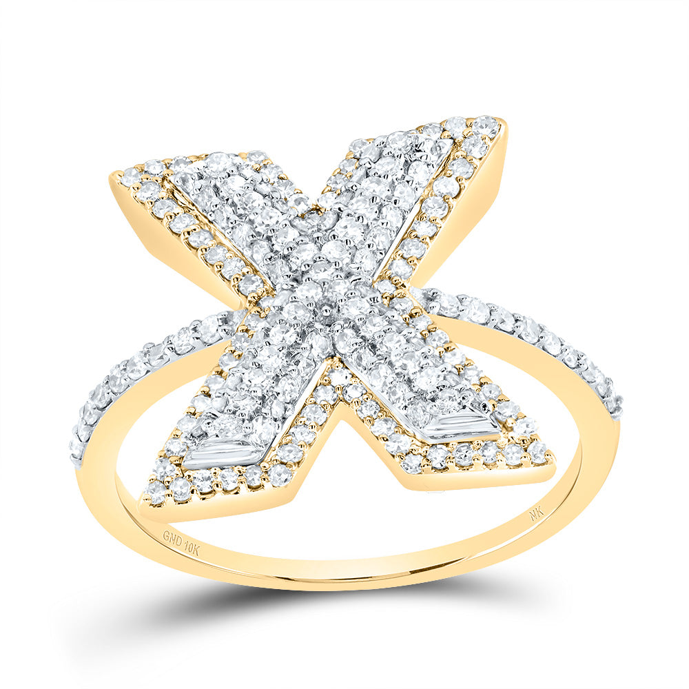 10kt Yellow Gold Diamond Fashion Initial Ladies Wedding Engagement Anniversary Ring