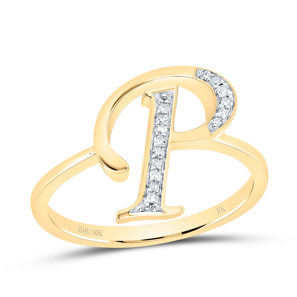 10kt Yellow Gold Diamond Initial Ladies Wedding Engagement Anniversary Ring
