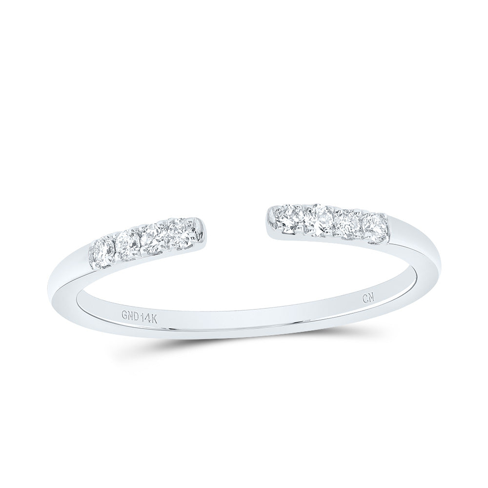 14kt White Gold 1/10 Cttw Diamond Fashion Bridal Wedding Engagement Anniversary Womens Band, Women Size: 5-9