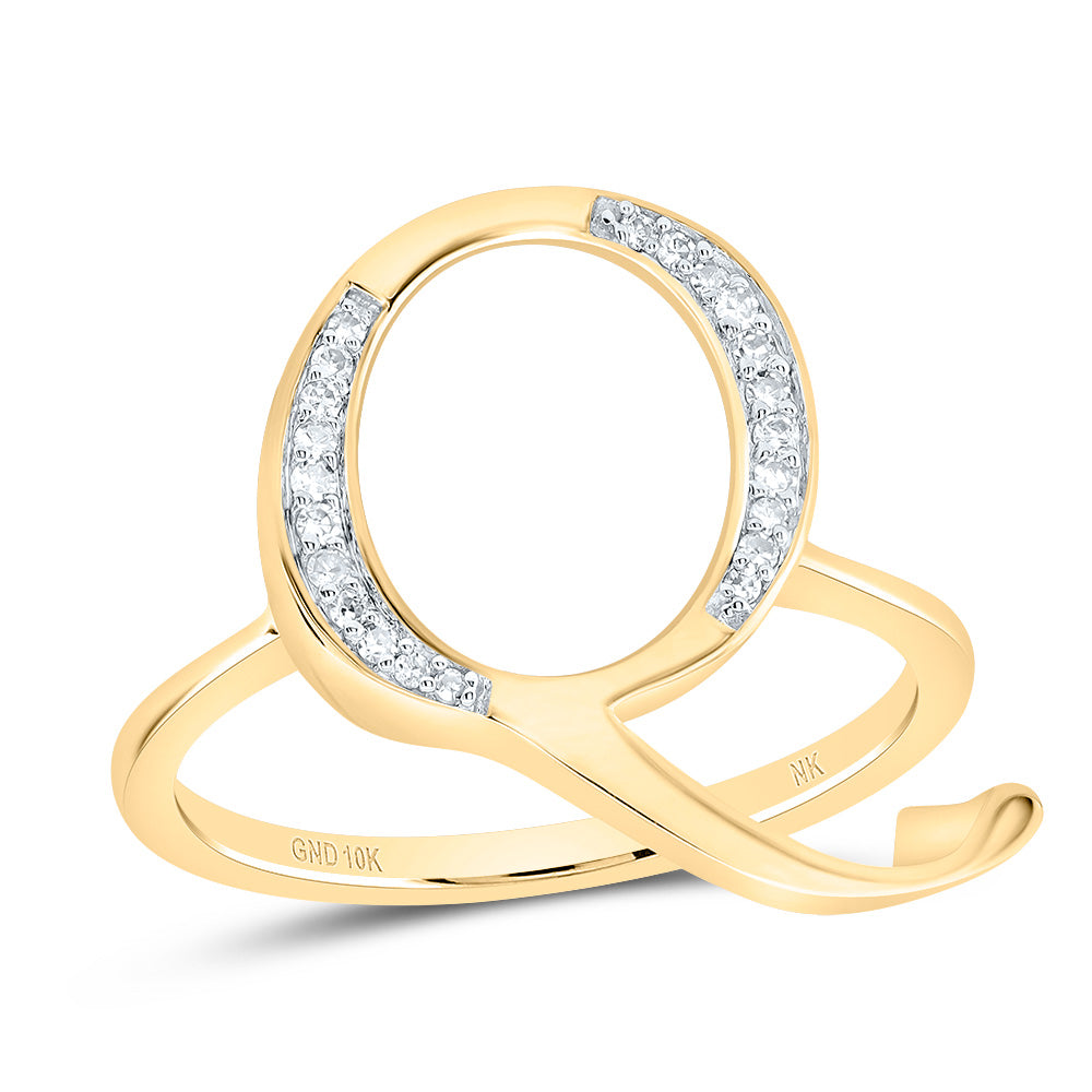10kt Yellow Gold Diamond Initial Ladies Wedding Engagement Anniversary Ring