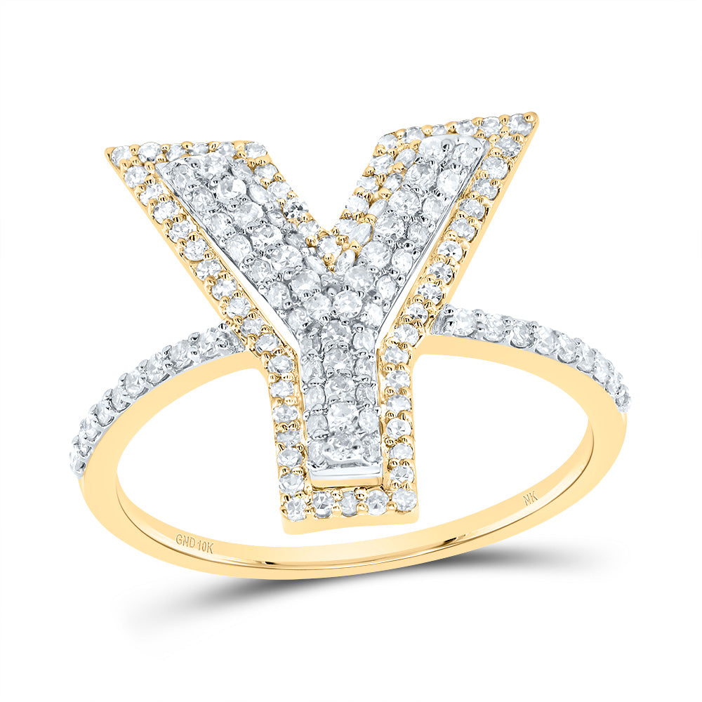 10kt Yellow Gold Diamond Fashion Initial Ladies Wedding Engagement Anniversary Ring