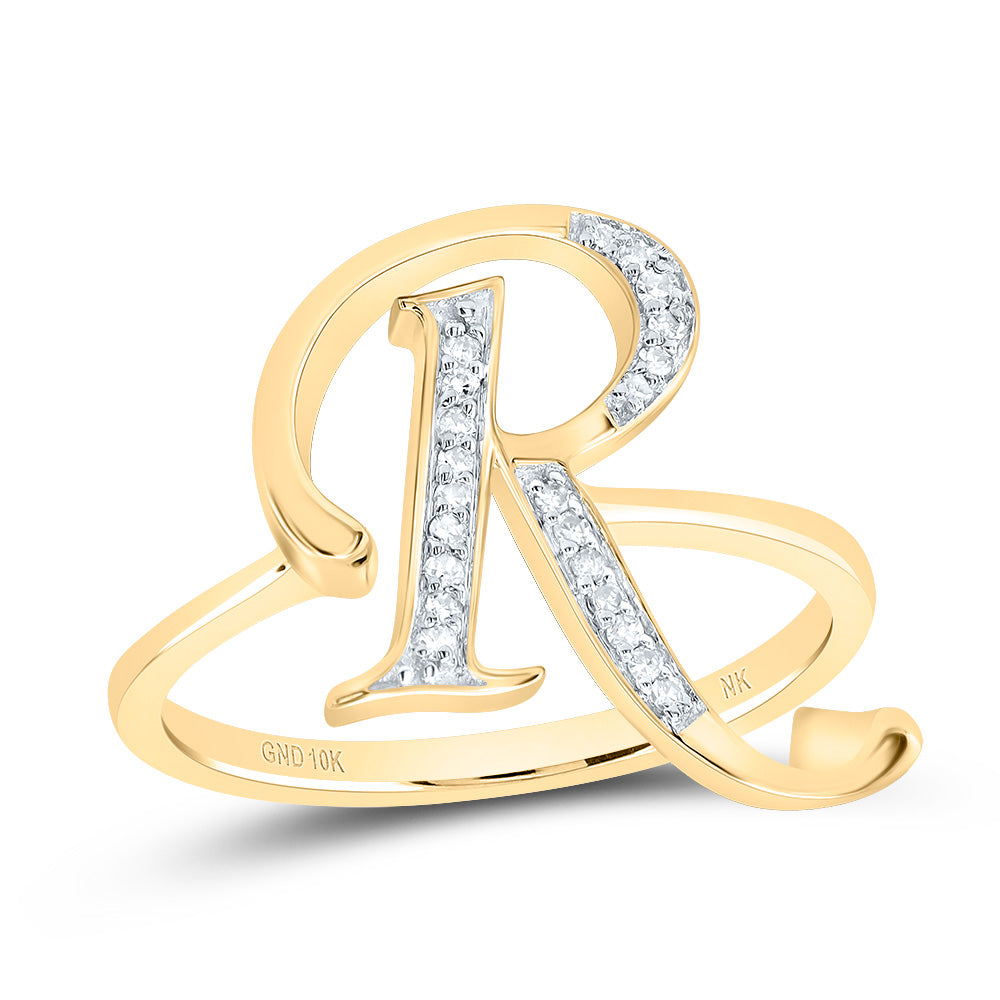 10kt Yellow Gold Diamond Initial Ladies Wedding Engagement Anniversary Ring