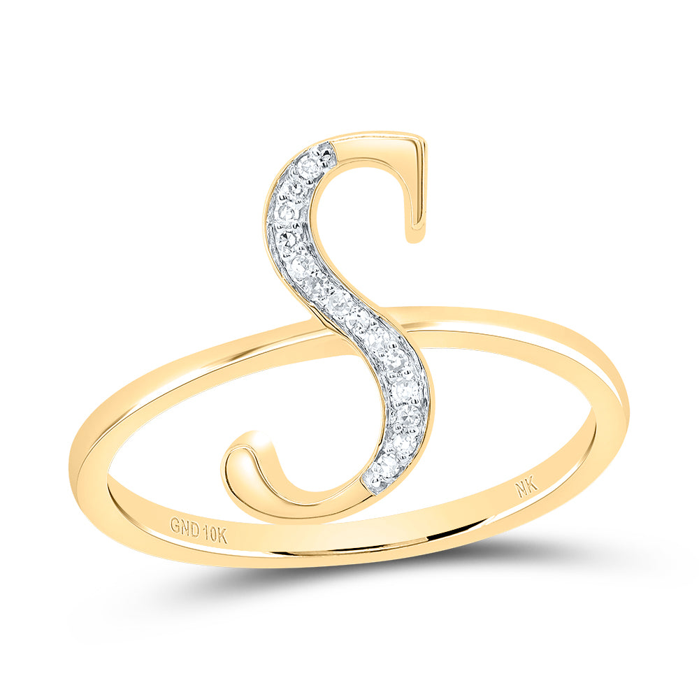 10kt Yellow Gold Diamond Initial Ladies Wedding Engagement Anniversary Ring