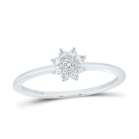 10kt White Gold 1/10 Cttw Diamond Flower Fashion Wedding Engagement Anniversary Ladies Ring, Women Size: 5-9