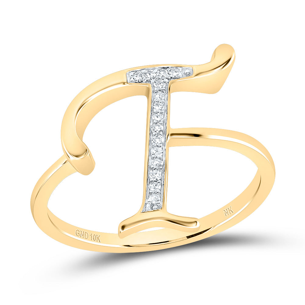 10kt Yellow Gold Diamond Initial Ladies Wedding Engagement Anniversary Ring