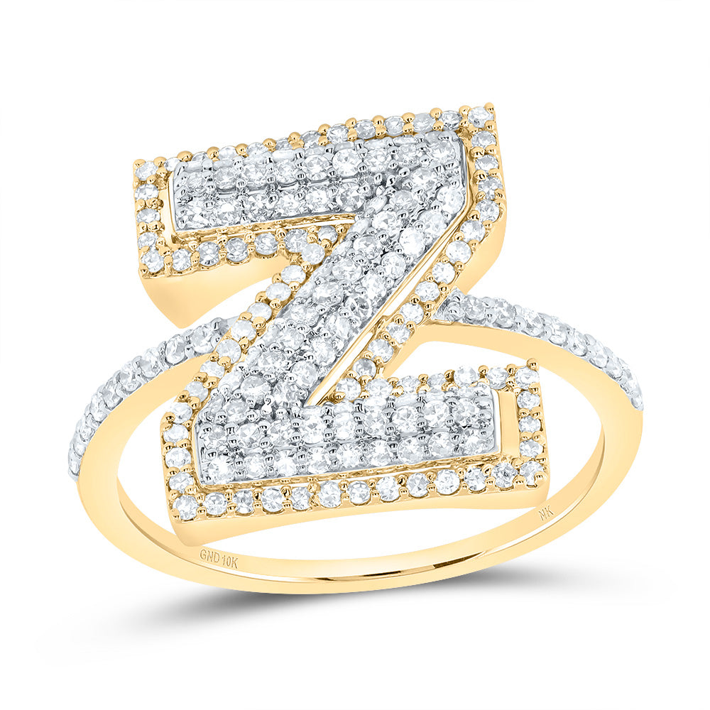 10kt Yellow Gold Diamond Fashion Initial Ladies Wedding Engagement Anniversary Ring