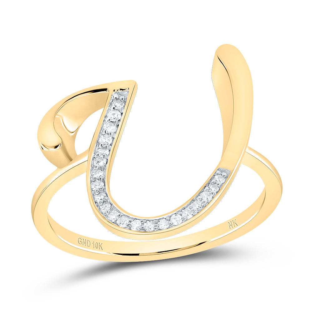 10kt Yellow Gold Diamond Initial Ladies Wedding Engagement Anniversary Ring