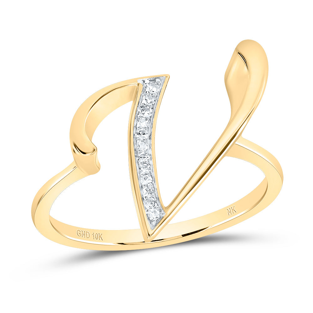 10kt Yellow Gold Diamond Initial Ladies Wedding Engagement Anniversary Ring