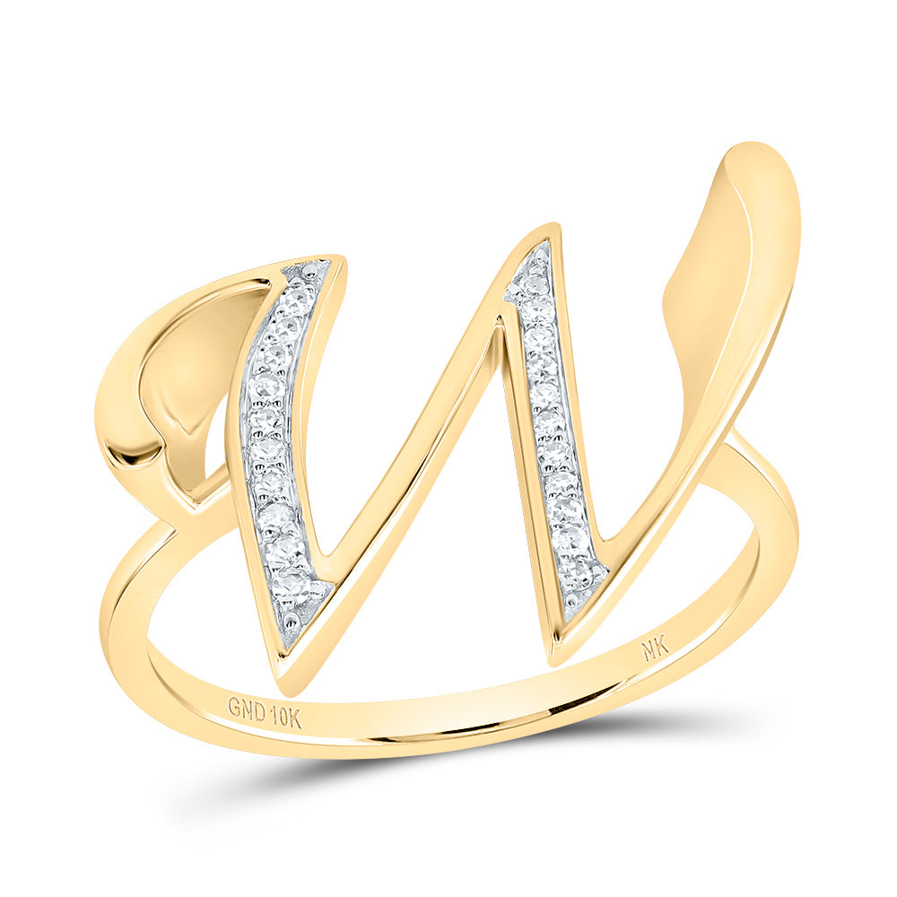 10kt Yellow Gold Diamond Initial Ladies Wedding Engagement Anniversary Ring