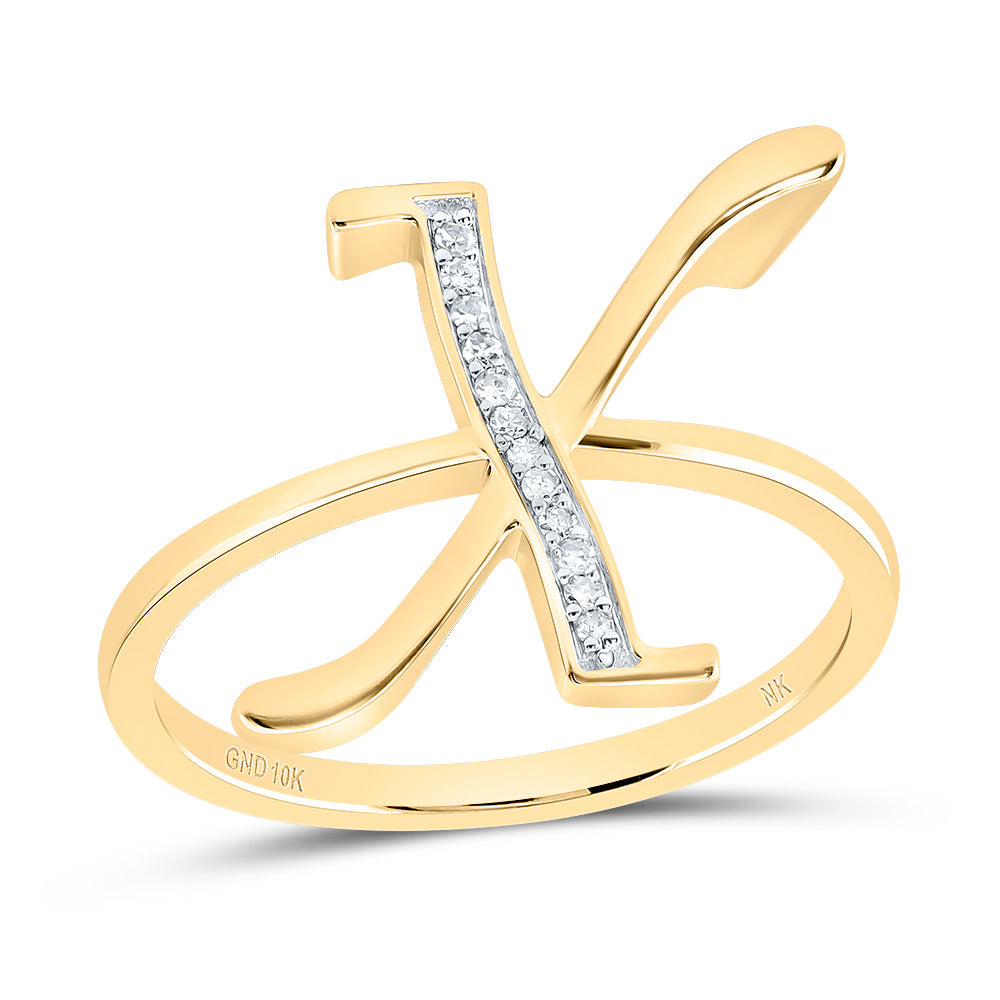 10kt Yellow Gold Diamond Initial Ladies Wedding Engagement Anniversary Ring