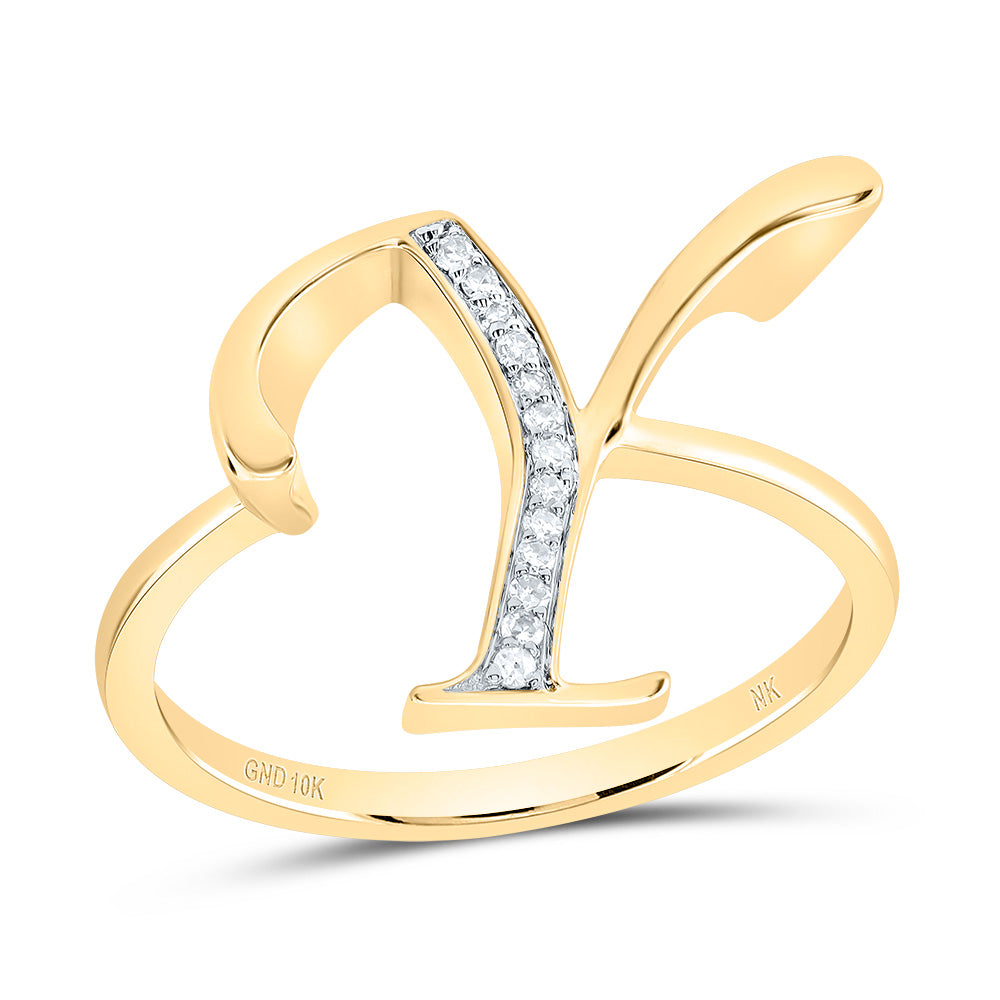 10kt Yellow Gold Diamond Initial Ladies Wedding Engagement Anniversary Ring