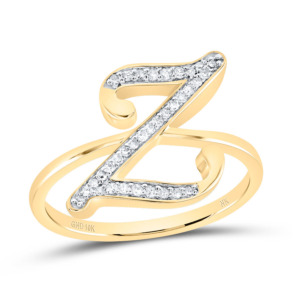 10kt Yellow Gold Diamond Initial Ladies Wedding Engagement Anniversary Ring