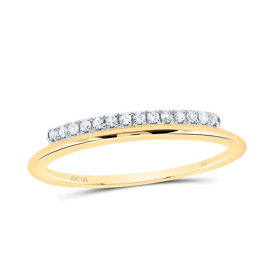 10kt Yellow Gold 1/10 Cttw Diamond Fashion Bridal Wedding Engagement Anniversary Womens Band, Women Size: 5-9