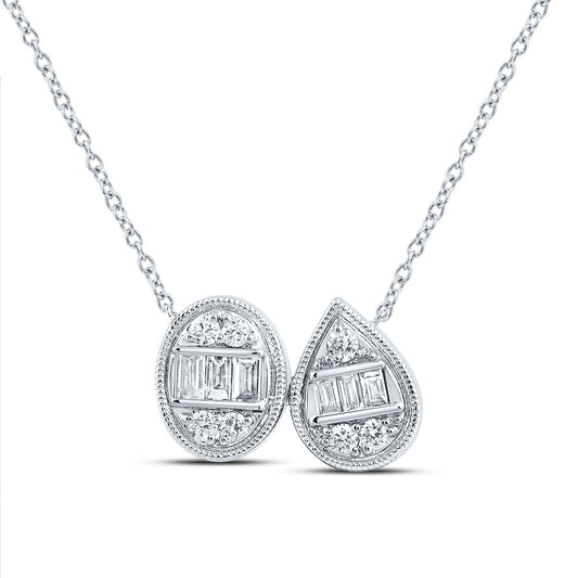 14kt White Gold 1/3 Cttw Diamond Ana M Fashion Oval-pear Necklace, Length: 18 Inch